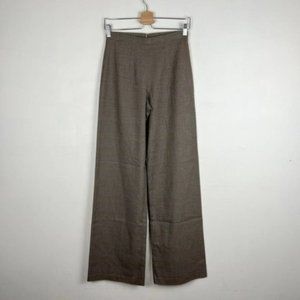 Gai Mattiolo Brown Plaid High Waited Wide Leg Trouser Pants Size IT 42 US 6